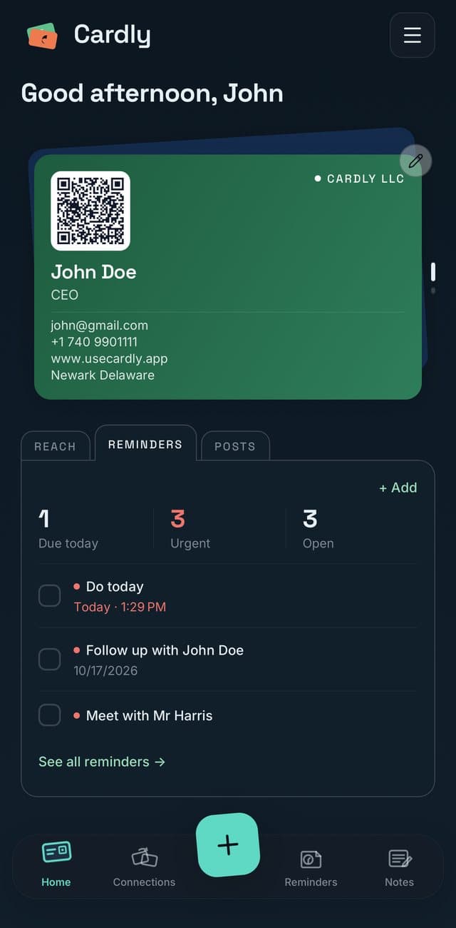 Cardly — Mobile app · Networking