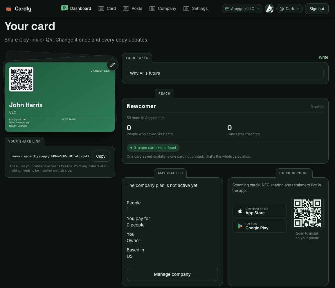 Cardly web dashboard